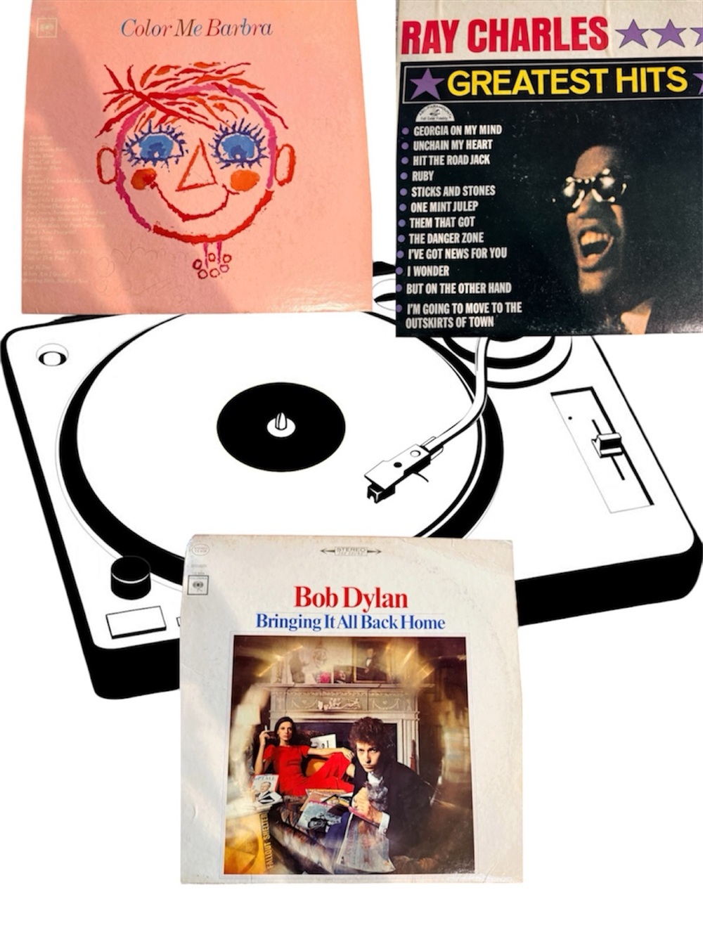 Bundle of 3 Vintage Records.. Dylan, Barbara & Charles Standard 12” LP’s